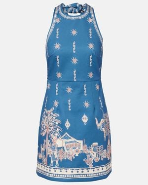 ALÉMAIS Acacia Printed Halterneck Cotton Minidress - Blue