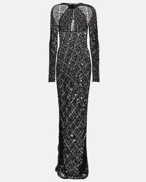 Coperni Sequin-Embellished Crochet Maxi Dress - Black