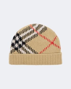 Burberry Check Cashmere-Blend Beanie - Metallic