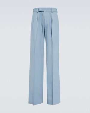 Amiri Wide-Leg Twill Trousers - Blue