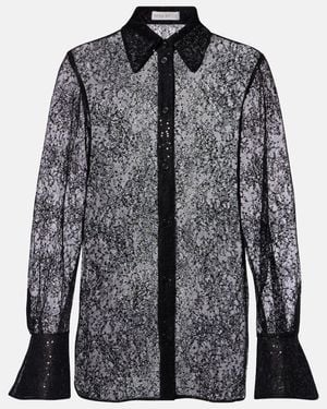 Nina Ricci Sequined Lace Shirt - Black