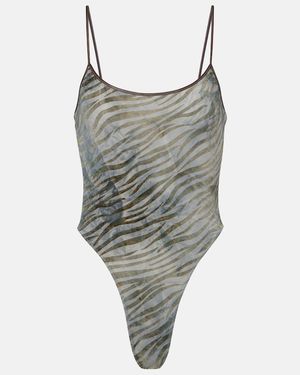 JACQUES WEI Zebra-Print Bodysuit - Grey