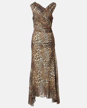 off shoulder maxi dresses Brown Georgette Off Shoulder Maxi Dress – self-portrait