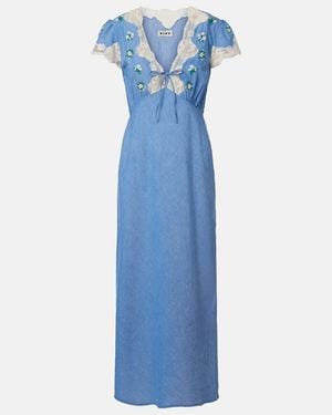 RIXO London Amari Floral Lace-Trimmed Midi Dress - Blue