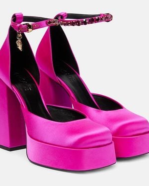 Versace Medusa Aevitas Satin Crystal-embellished Platform Pumps - Pink