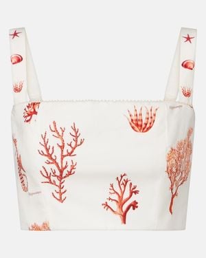 Agua Bendita Cacao Printed Cotton Crop Top - Pink