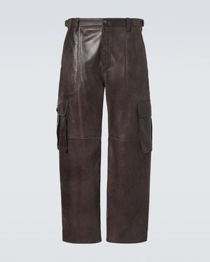 Loewe Leather Cargo Trousers - Brown