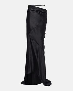 Tom Ford Asymmetric Silk Satin Maxi Skirt - Black