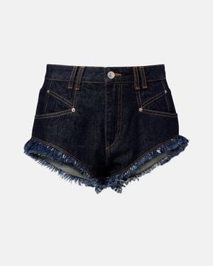 Isabel Marant Eneidala High-Rise Denim Shorts - Blue