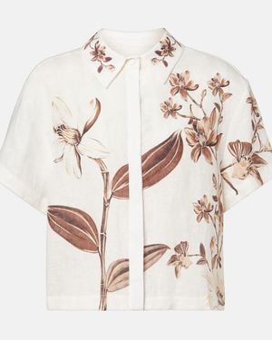 Agua Bendita Virtuosa Floral Linen Shirt - Natural