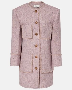 Chloé Mantel Aus Tweed - Pink