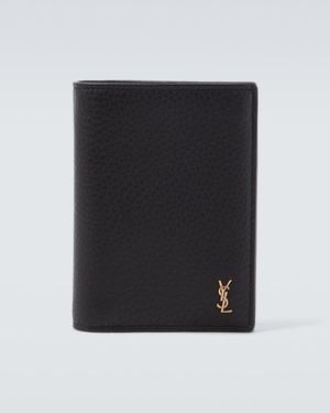 Saint Laurent Tiny Cassandre Leather Bi-Fold Wallet - Black