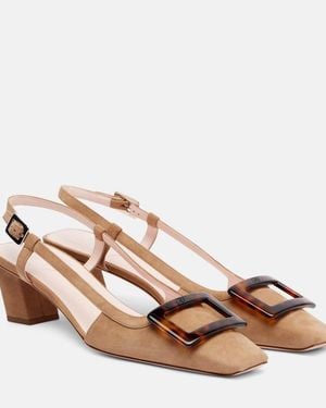 Roger Vivier Belle Vivier 45 Suede Slingback Pumps - Brown