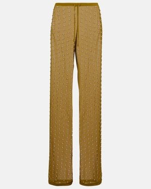 Dries Van Noten Embellished Straight Trousers - Natural