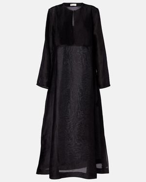 Tory Burch Pleated Linen And Silk Kaftan - Black