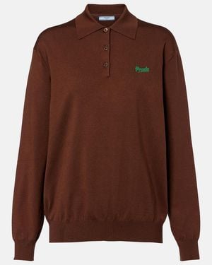 Prada Polopullover Aus Einem Seidengemisch - Braun