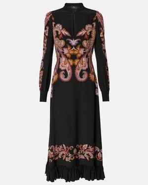 Etro Paisley Silk Midi Dress - Black