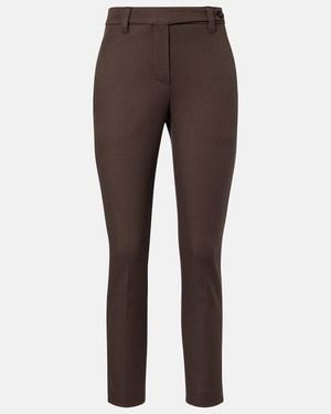 Brunello Cucinelli Monili Cotton-Blend Slim Trousers - Brown