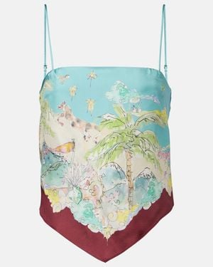 ALÉMAIS Daria Printed Silk Top - Green