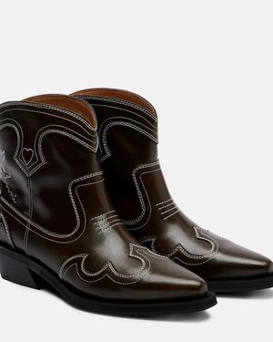 Ganni Bestickte Westernstiefel - Schwarz