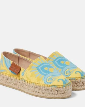 Etro Bedruckte Espadrilles Aus Canvas - Blau