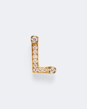 Sophie Bille Brahe Einzelner Ohrring Initial Petite L Aus 18Kt Gelbgold Mit Diamanten - Weiß