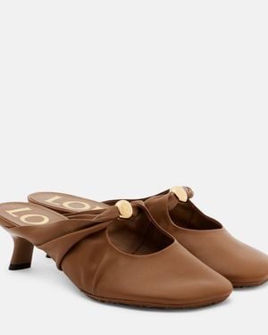 Loewe Pebble 45 Leather Mules - Brown