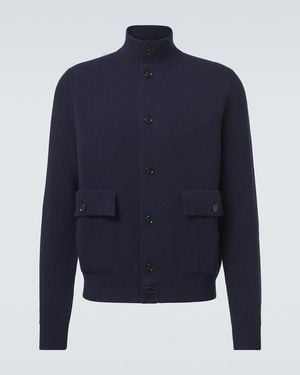 Lardini Knitted Wool-Blend Jacket - Blue