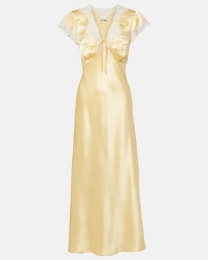 RIXO London Lace-Trimmed Satin Midi Dress - Metallic