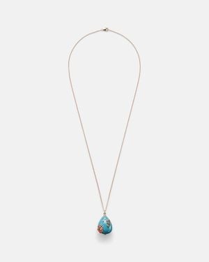 Yvonne Léon Collar Pendentif L'Ocean De Oro De 9 Ct Con Turquesa, Diamantes Y Piedras - Blanco