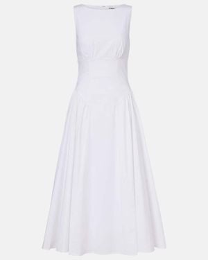 STAUD Midikleid Gwen Aus Baumwollpopeline - Weiß