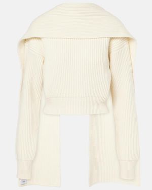 Erdem Cropped Wool And Cashmere Scarf Jumper - Natural