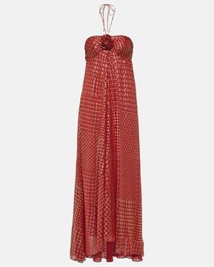 RIXO London Samira Printed Halterneck Gown - Red