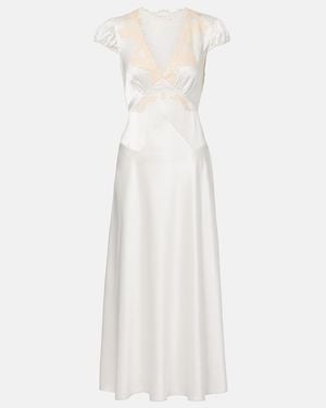 Doen Coraline Lace-Trimmed Silk Midi Dress - White