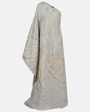 Taller Marmo Cannes One-Shoulder Lame Gown - Grey