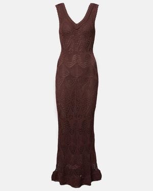 STAUD Roan Open-Knit Midi Dress - Purple