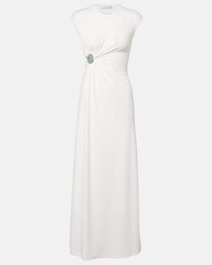 Christopher Esber Mineral Stone Embellished Jersey Gown - White