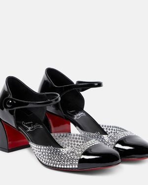 Christian Louboutin Crystal-Embellished Patent Leather Court Shoes - Black