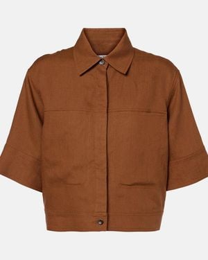 Max Mara Cropped Linen Shirt - Brown
