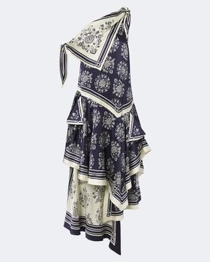 ALÉMAIS Midikleid Banderra Aus Seide - Blau