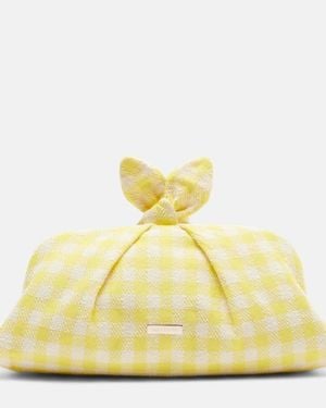 Aquazzura Bow Tie Bow-Detail Checked Clutch - Yellow