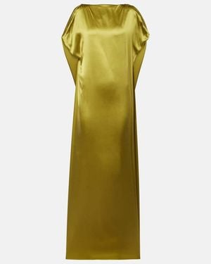 Dries Van Noten Silk-Blend Satin Gown - Green