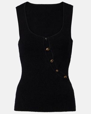 SIR. Chiara Cutout Cotton-Blend Boucle Tank Top - Black