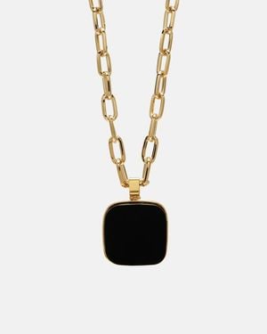 La DoubleJ Onyx Pendant Necklace - White