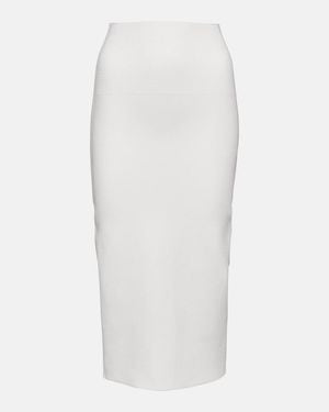 Victoria Beckham Ribbed-Knit High-Rise Midi Skirt - White