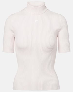 Courreges Reedition Ribbed-Knit Top - White