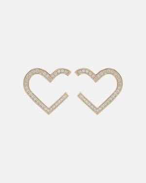 Sydney Evan Ohrringe Heart Aus 14Kt Gelbgold Mit Diamanten - Weiß