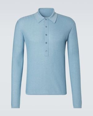 Saint Laurent Polohemd Aus Wolle, Kaschmir Und Seide - Blau