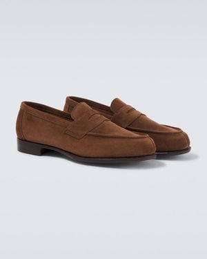 George Cleverley Cannes Suede Penny Loafers - Brown