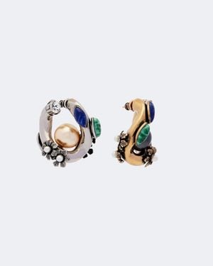 Etro Crystal-Embellished Faux-Pearl Hoop Earrings - Blue